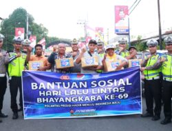 Satlantas Polres Binjai Berikan Bansos Terhadap Masyarakat
