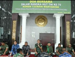 Jelang HUT TNI ke-79 Korem 133/Nani Wartabone Bersama Jajaran TNI di Gorontalo Gelar Doa Bersama.