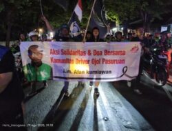 Driver Ojol Gelar Aksi Damai dan Shalat Gaib di Depan Mapolres Pasuruan